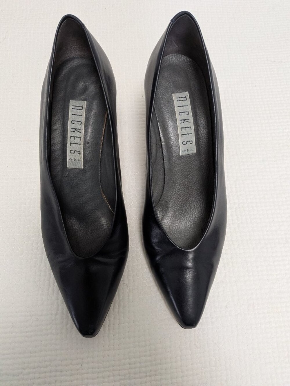 Vintage 80s NICKELS Navy Calfskin Leather Pumps - Made in Italy - Size 8.5 B